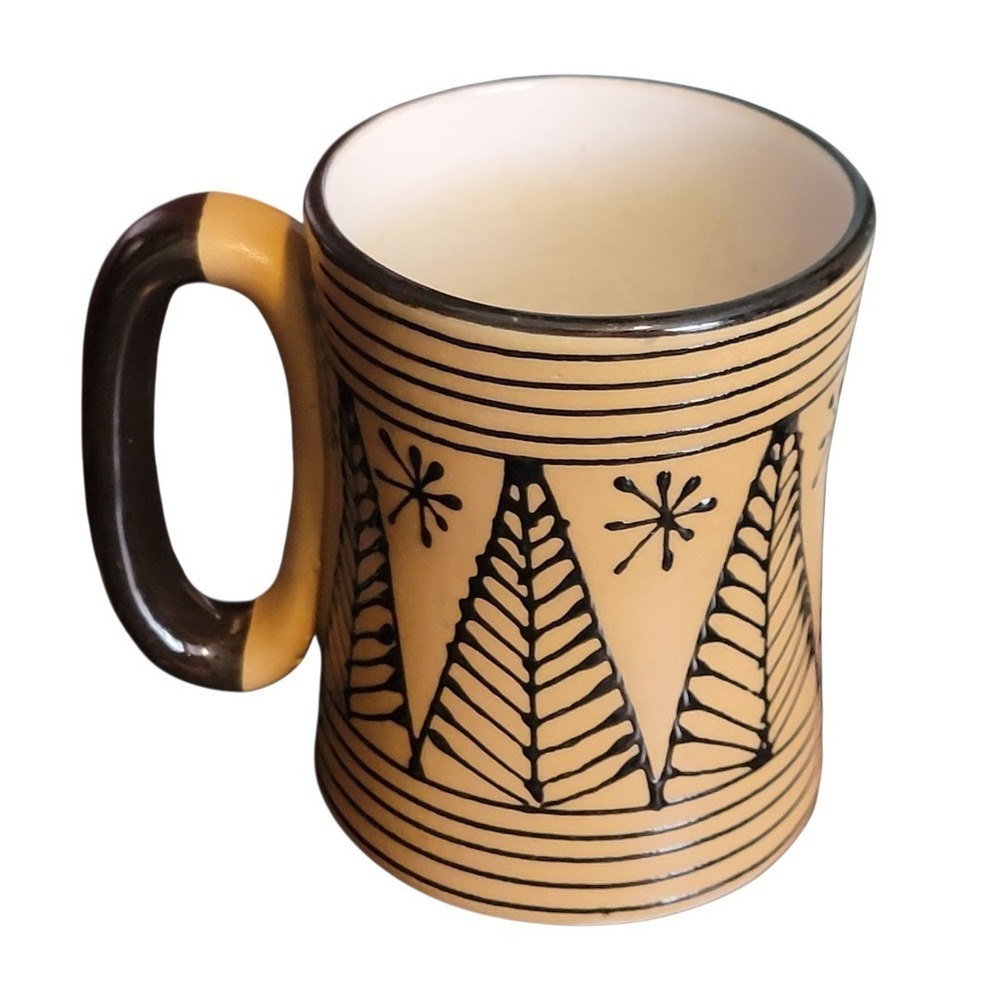 Matthew Metz Style Ceramic Pottery Coffee Mug Sgraffito Technique Design HTF - Picture 6 of 6